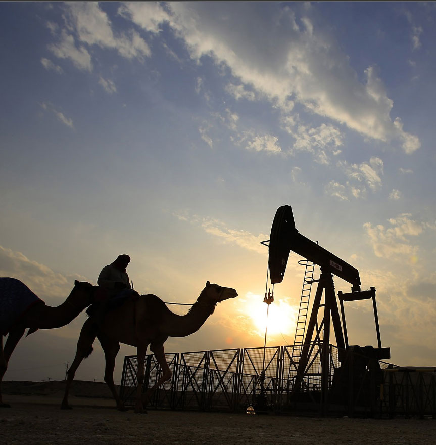 Oil production at sunset